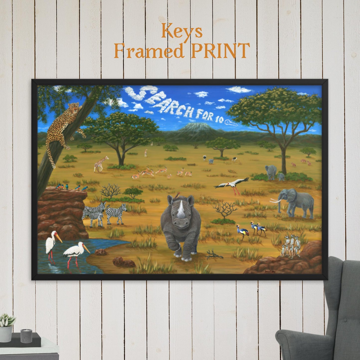 African Animal Sights KEYS 24"x36" Framed PRINT Artwork