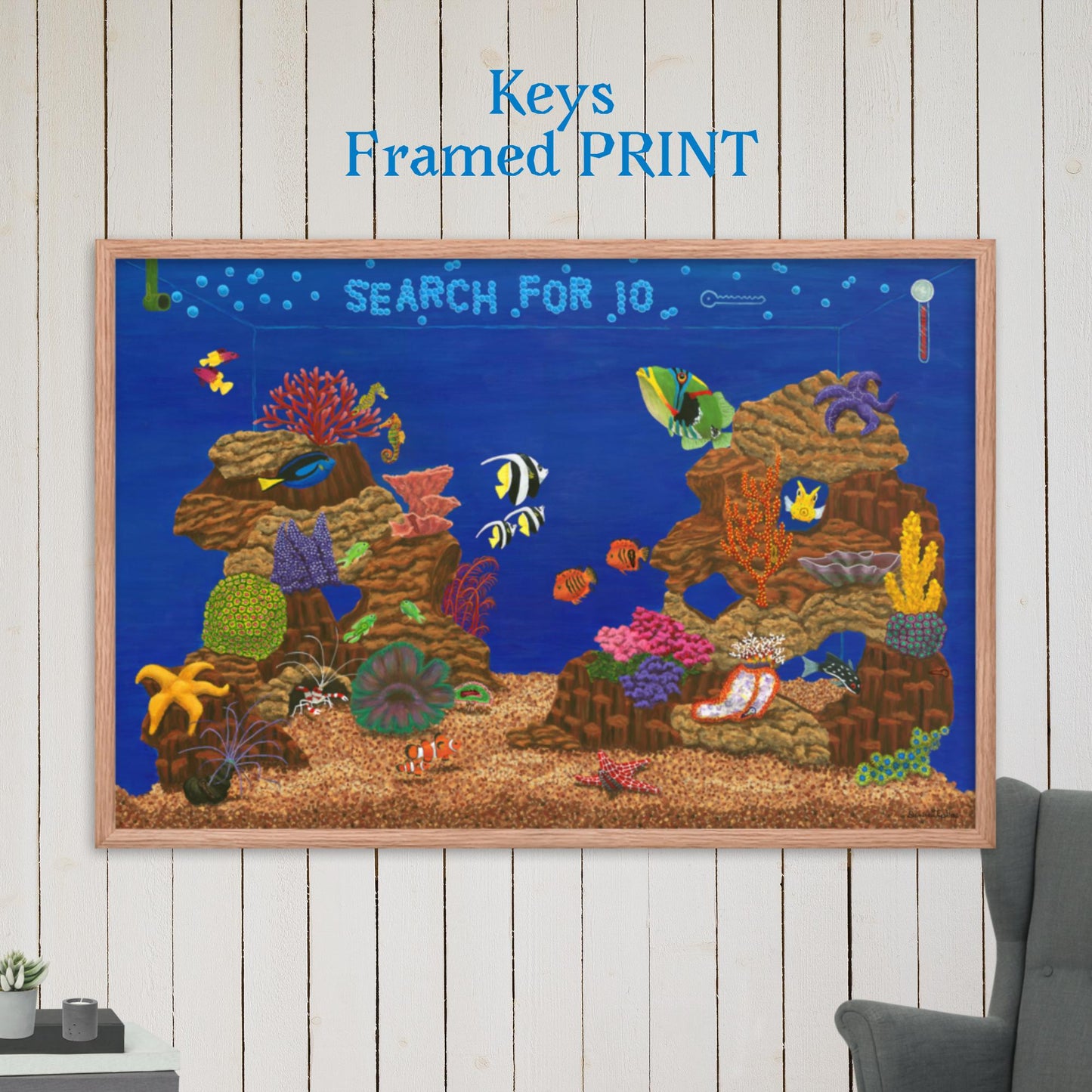 Fish Tank Favorites KEYS 24"x36" Framed PRINT Artwork