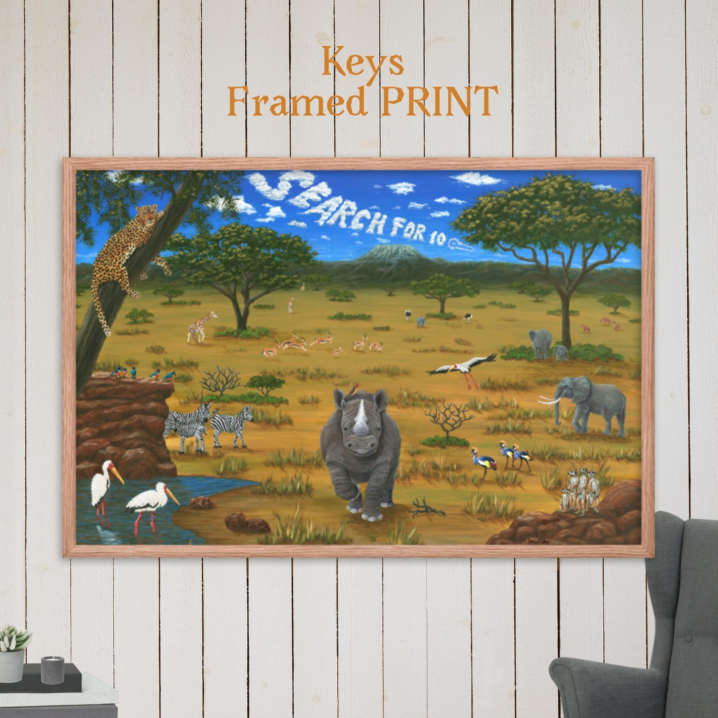 African Animal Sights KEYS 24"x36" Framed PRINT Artwork