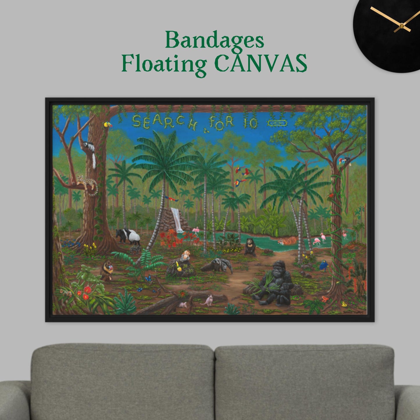 Rainforest RoundUp BANDAGES 24"x36" Floating CANVAS Artwork