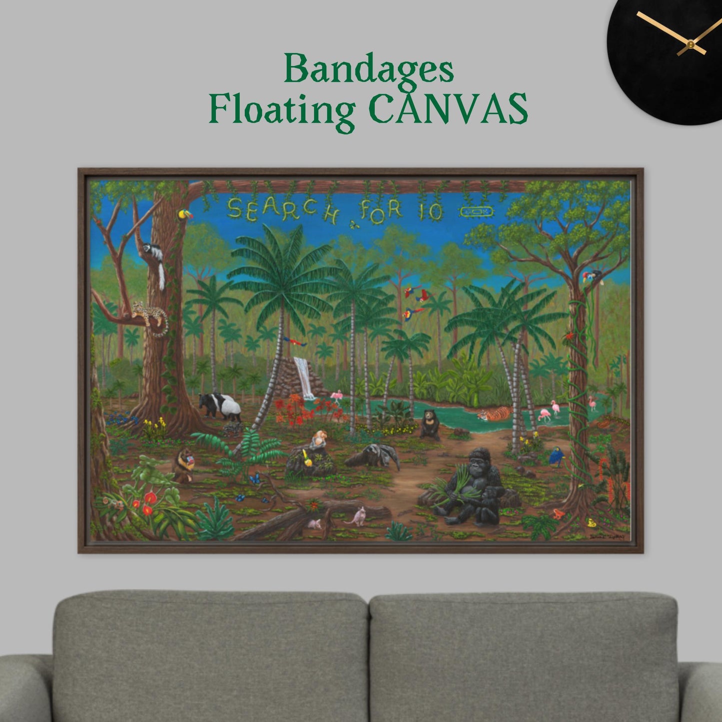 Rainforest RoundUp BANDAGES 24"x36" Floating CANVAS Artwork