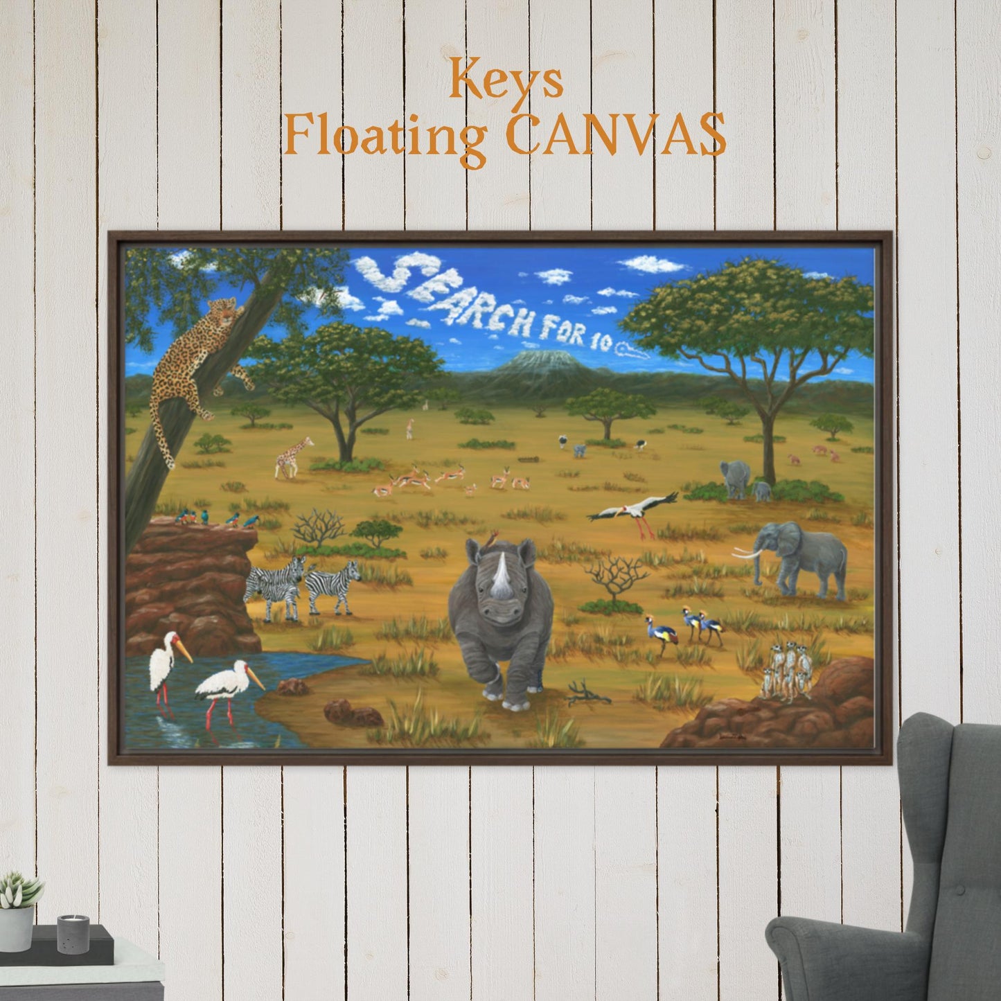 African Animal Sights KEYS 24"x36" Floating CANVAS Artwork