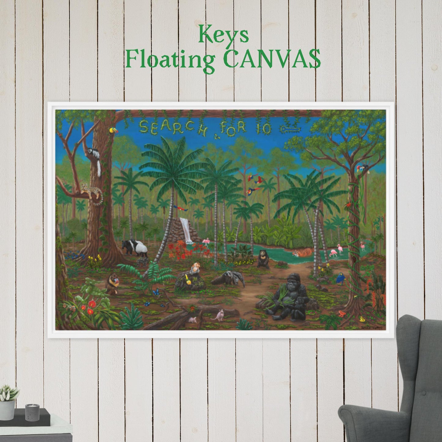 Rainforest RoundUp KEYS 24"x36" Floating CANVAS Artwork