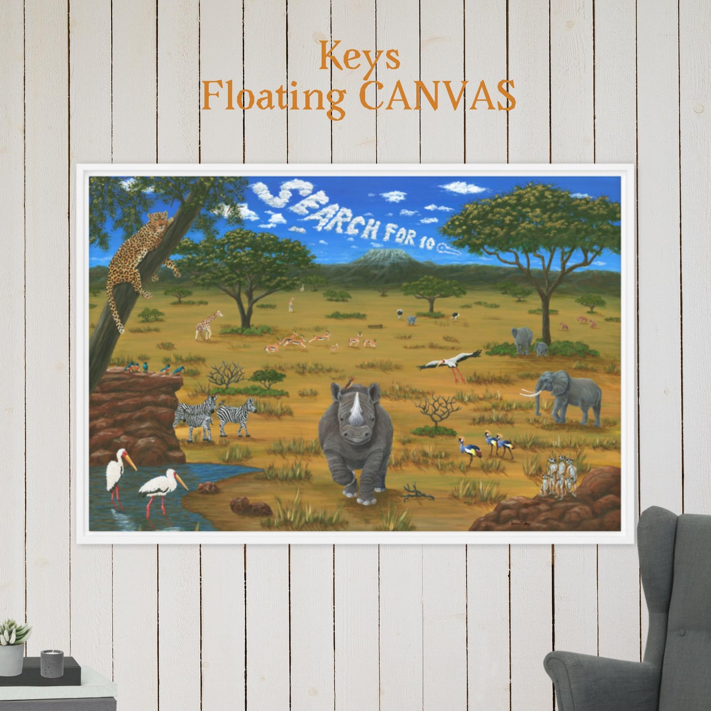 African Animal Sights KEYS 24"x36" Floating CANVAS Artwork