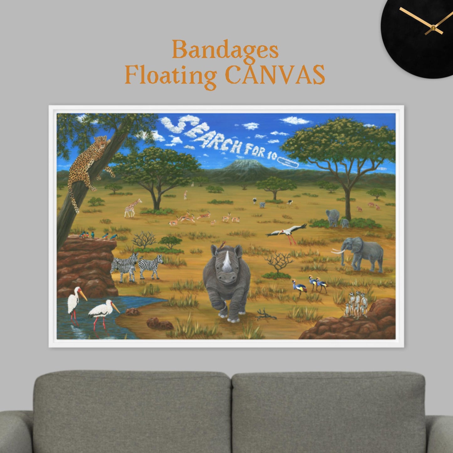 African Animal Sights BANDAGES 24"x36" Floating CANVAS Artwork